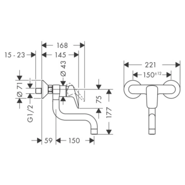 смеситель для кухни hansgrohe logis m31 71836000, хром