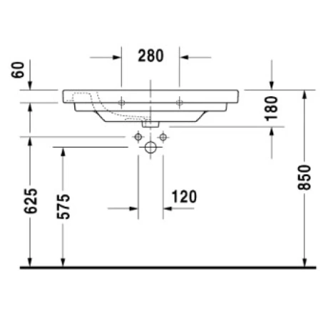раковина полувстраиваемая duravit d-code 03528500002