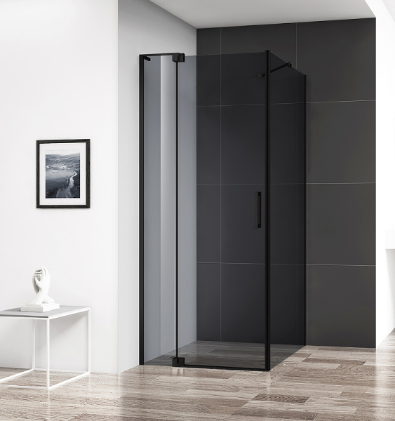 душевой уголок cezares slider 90x80 slider-ah-1-80-80/90-grigio-nero профиль черный матовый стекло серое