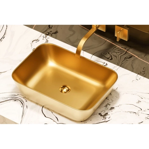 раковина-чаша abber rechteck ac2200mmg 46x32,5 см, накладная, золотой матовый