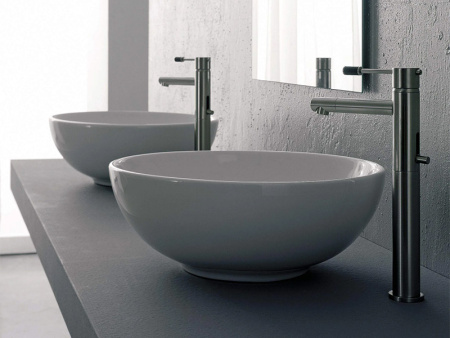 раковина scarabeo thin 8009 накладная, круглая, ø39.5 см, белая