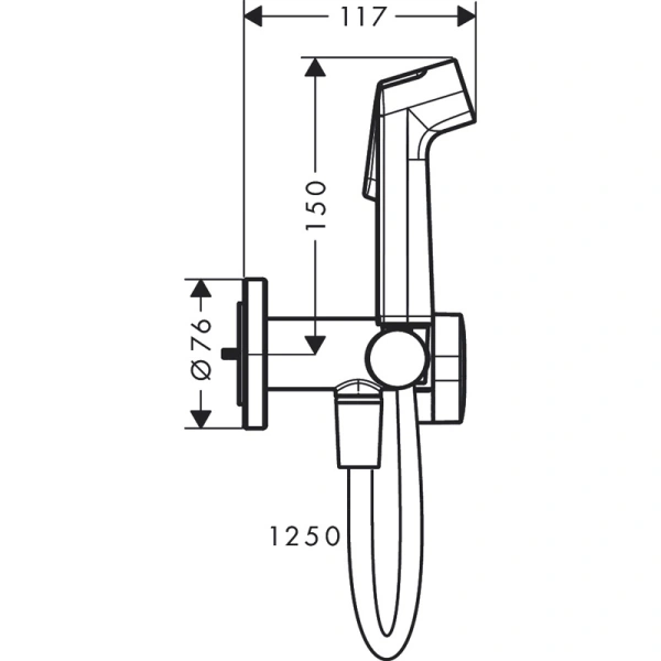 гигиенический душ hansgrohe bidette 1jet s 29232000s со смесителем, со скрытой частью, хром