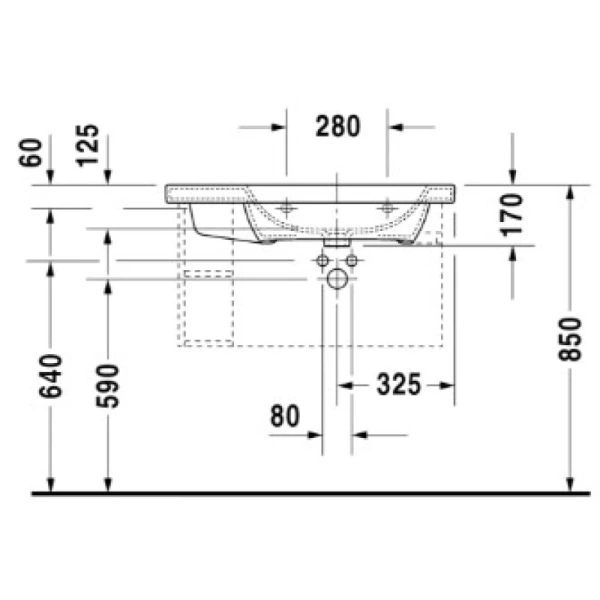 раковина полувстраиваемая duravit durastyle 80 см 2326800000