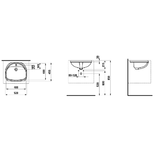 Laufen Laufen Bijou Раковина 48x40см., встраиваемая снизу, 1 отв., цвет: белый