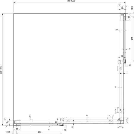 душевой уголок ravak matrix msrv4 100×100 1wvaa100z1 профиль белый, стекло прозрачное