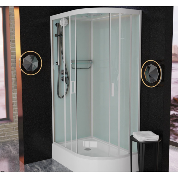 душевая кабина frank f412/1l white левая 120х80