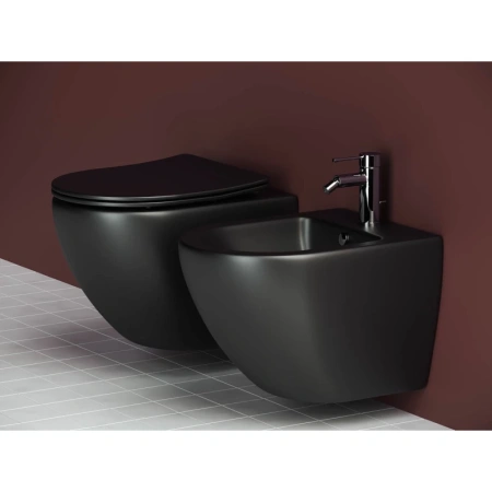 унитаз ceramicanova metropol cn4002mb подвесной, с сиденьем микролифт, черный