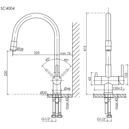 смеситель для кухни sancos lucia sc4004gg вороненая сталь черный