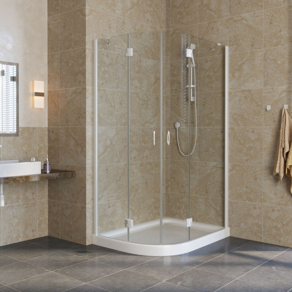 душевой уголок vegas glass afs-fux 110*80 01 01 профиль белый, стекло прозрачное