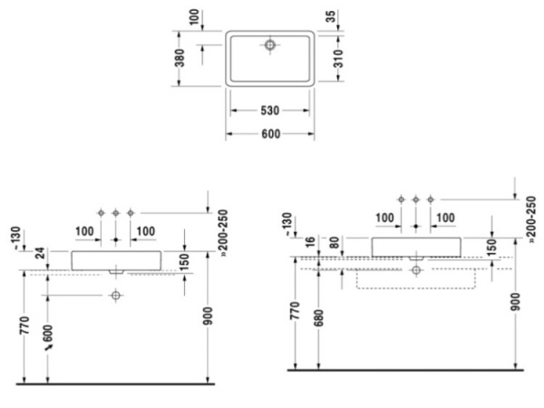 раковина в ванную накладная 60 см duravit vero 04556000001
