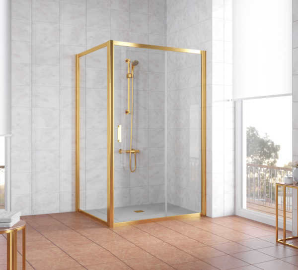 душевой уголок vegas glass zp+zpv 110*100 09 01 профиль золото, стекло, стекло прозрачное