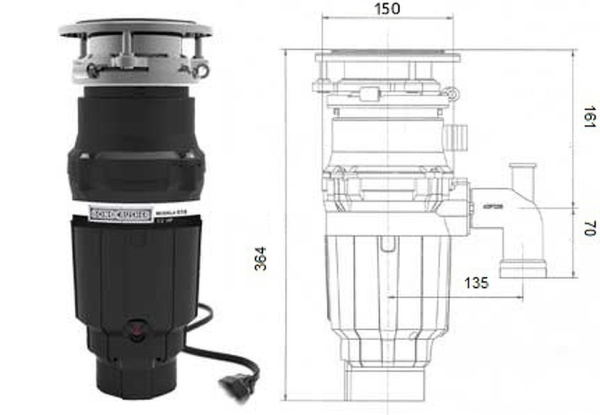 измельчитель пищевых отходов bonecrusher 610 as+установочный комплект