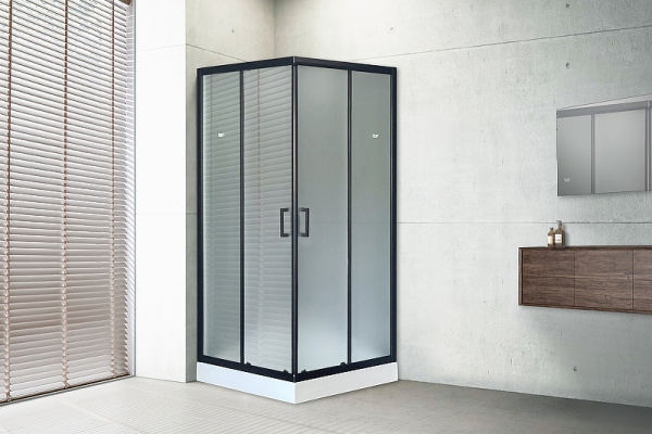 душевой уголок royal bath hp 80×80 rb80hp-c-bl профиль черный, стекло матовое
