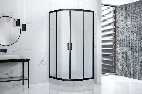 душевой уголок royal bath hkd 100×100 rb100hkd-c-bl профиль черный, стекло матовое