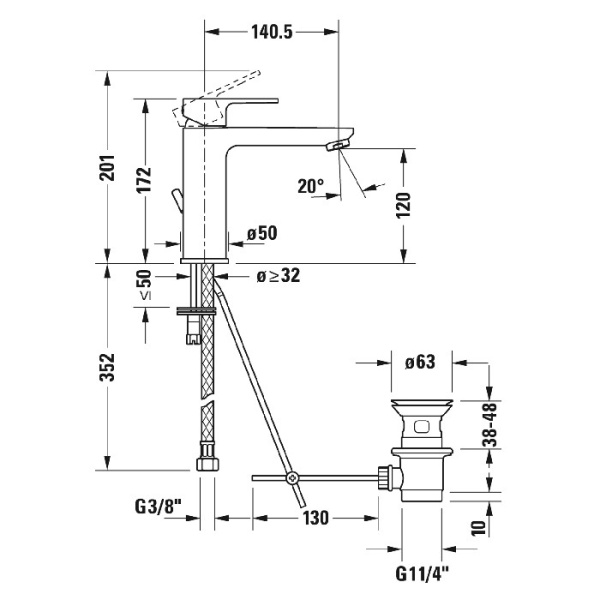 смеситель для раковины duravit b.3 b31020001010 смеситель для раковины duravit b.3 b31020001010