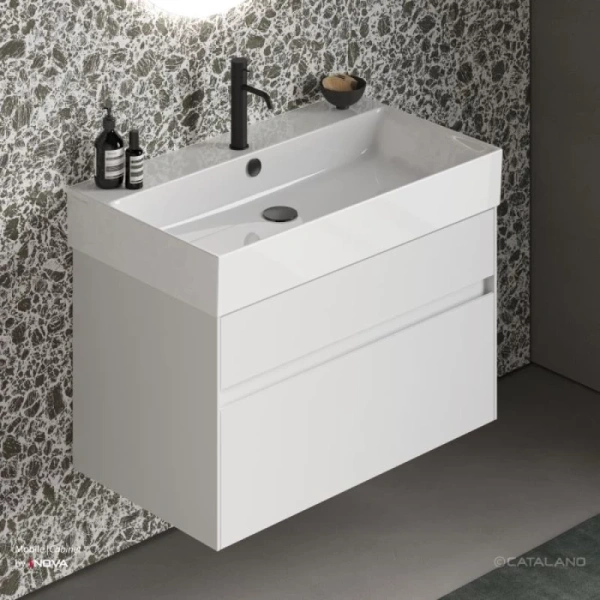 раковина catalano premium 0220800001 80x47 см, накладная, подвесная, белый глянец