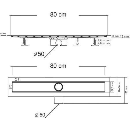 душевой лоток vincea optima 80 say.601.80.p.blok с решеткой хром