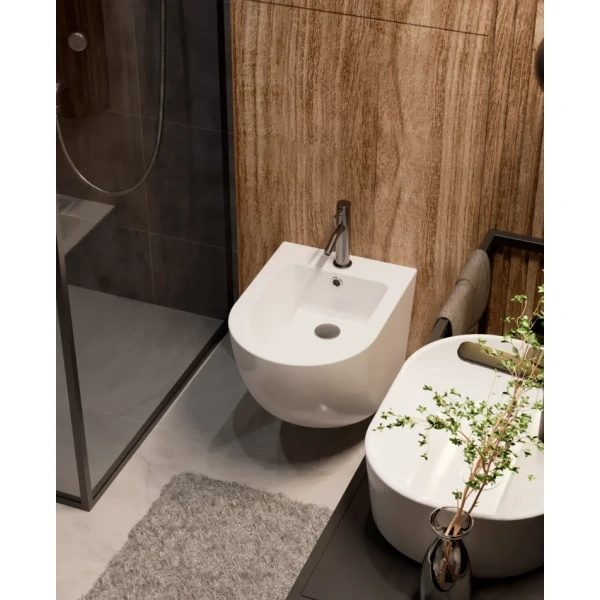 смеситель для биде aquame siena aqm6216gm без донного клапана, оружейная сталь