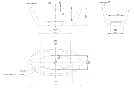 акриловая ванна knief loom xs 0100-058-06 170x85 см