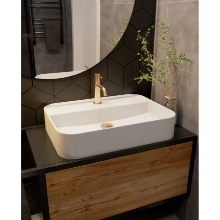 смеситель для раковины aquame siena aqm6210gg без донного клапана, золотой