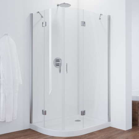 Душевой уголок Vegas Glass AFS-F 120*80 08 01 профиль глянцевый хром, стекло прозрачное