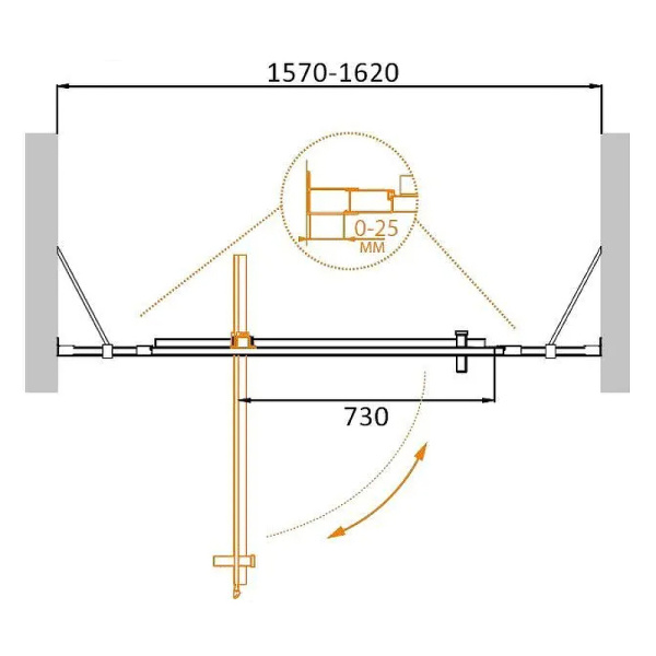 душевая дверь cezares molveno 160 molveno-ba-12-100+60-c-cr-iv профиль хром стекло прозрачное