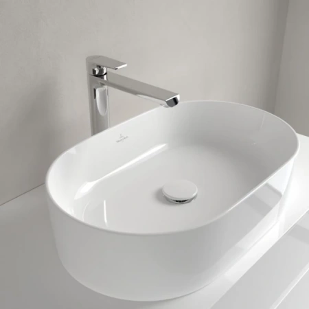 раковина villeroy & boch collaro 4a1956r1 накладная, 56x36 см, альпийский белый с покрытием ceramicplus