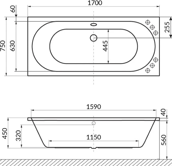 акриловая ванна excellent oceana 170x75 см waex.oce17wh
