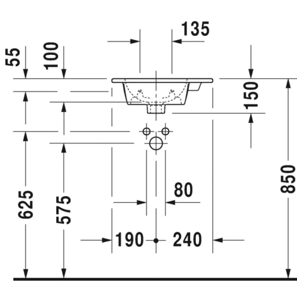 раковина подвесная 43 см duravit me by starc 0723430000