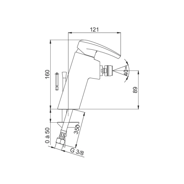 смеситель jacob delafon panache e73240-cp для биде, с донным клапаном, хром
