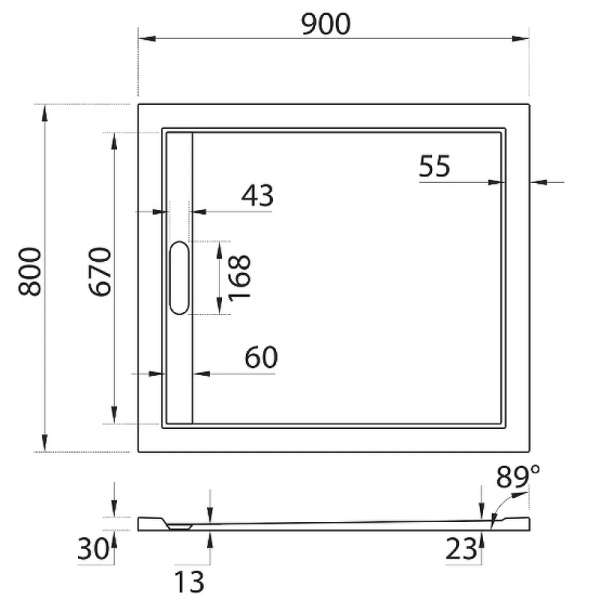 душевой поддон из искусственного камня cezares tray as 90х80 tray-as-ah-90/80-30-w белый