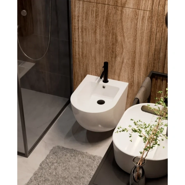 смеситель для биде aquame siena aqm6216mb без донного клапана, черный матовый