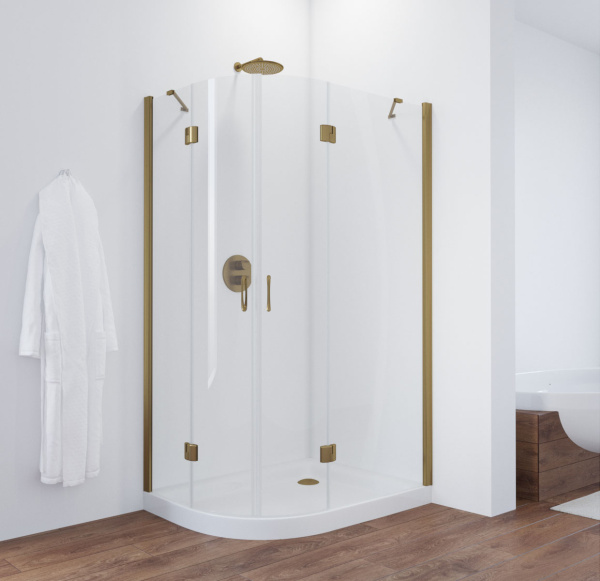 душевой уголок vegas glass afs-f 110*90 05 01 профиль бронза, стекло прозрачное