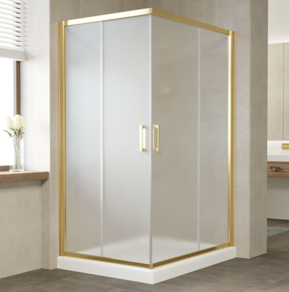 душевой уголок vegas glass za-f 110*90 09 10 профиль золото, стекло, стекло сатин