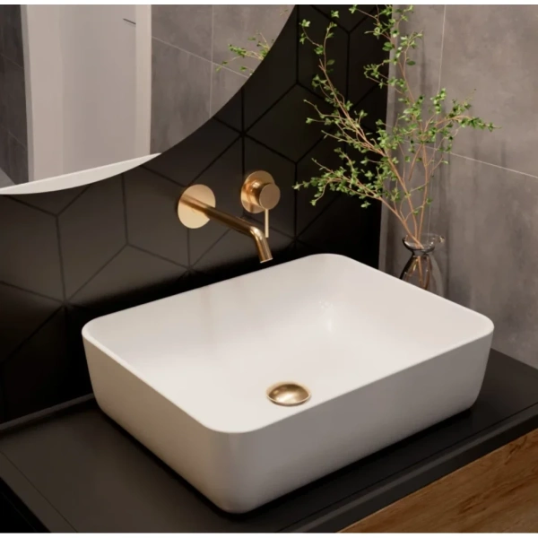 смеситель для раковины aquame siena aqm6215gg встраиваемый, без донного клапана, золотой