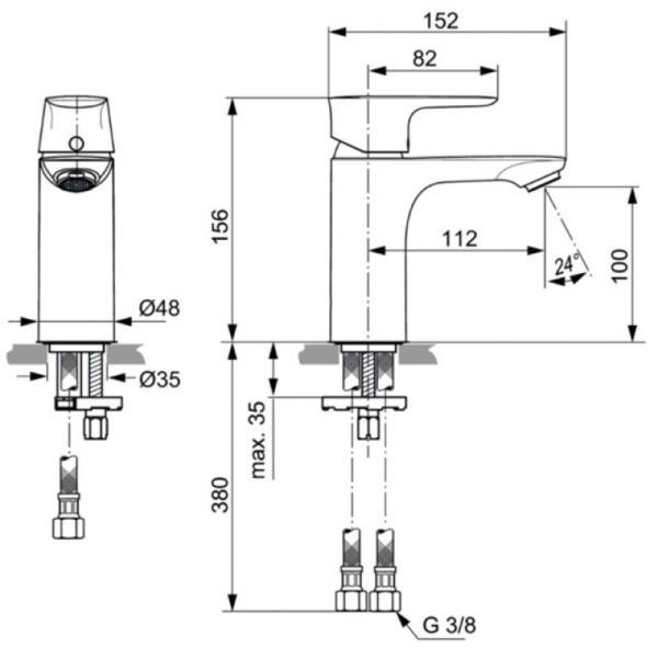 смеситель для раковины ideal standard connect air a7024aa