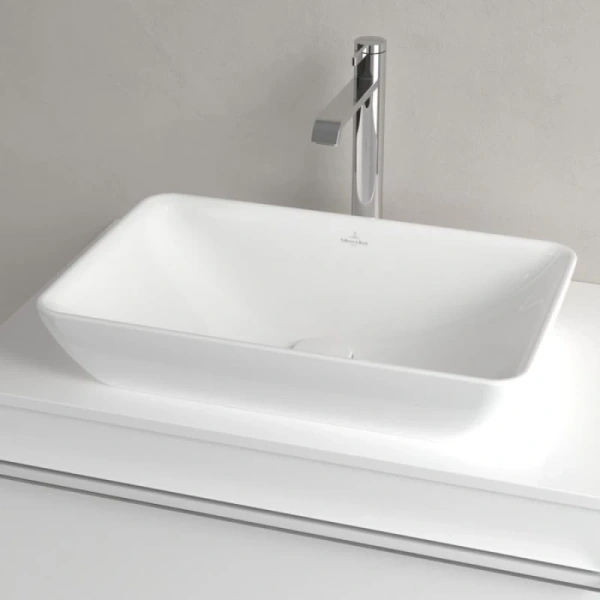 раковина villeroy & boch venticello 411355r1 накладная, 55x36 см, альпийский белый с покрытием ceramicplus