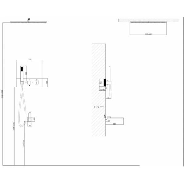 душевой комплект abber daheim af8254ng 500 мм, с термостатом, никель