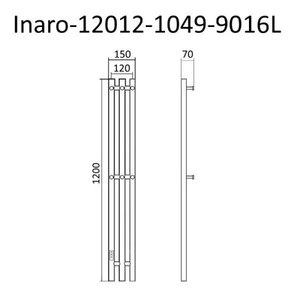 полотенцесушитель электрический маргроид inaro inaro-12012-1049-9016l 120х12 l, с крючками, белый матовый