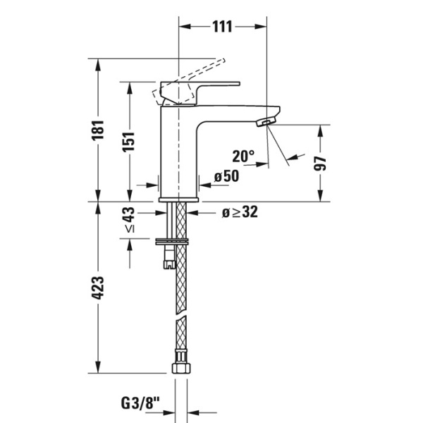 смеситель для раковины duravit b.3 b31010002010 смеситель для раковины duravit b.3 b31010002010