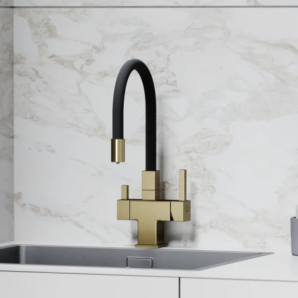 смеситель для кухни sancos arno sc4005bg золото брашированное черный
