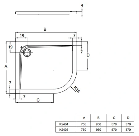 душевой поддон ideal standard ultraflat k240501 95x75