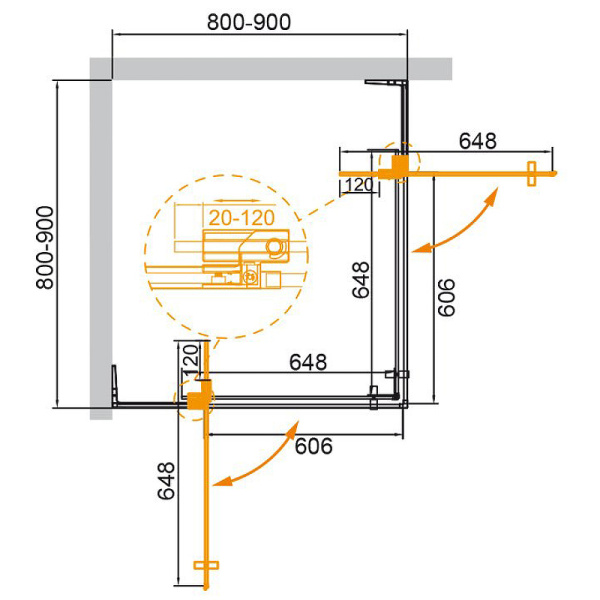 душевой уголок cezares slider 90x90 slider-a-2-80/90-c-nero профиль черный матовый стекло прозрачное