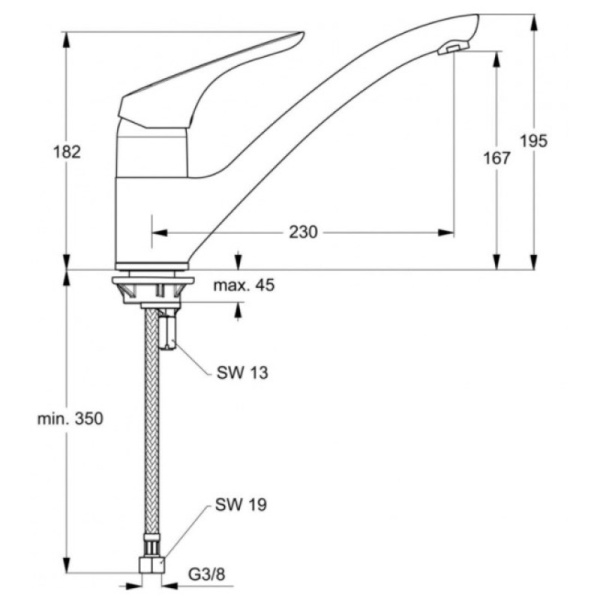 смеситель для кухни ideal standard cerasprint new b5344aa