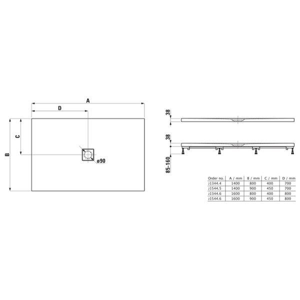 душевой поддон laufen solutions 140×80см., ультратонкий, прямоугольный, marbond®, цвет: белый матовый