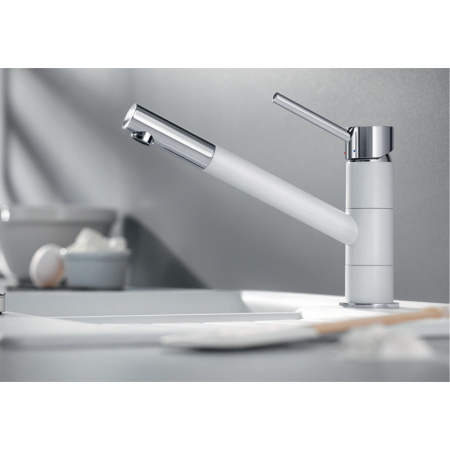 смеситель для кухни blanco kano 525030 хром/белый
