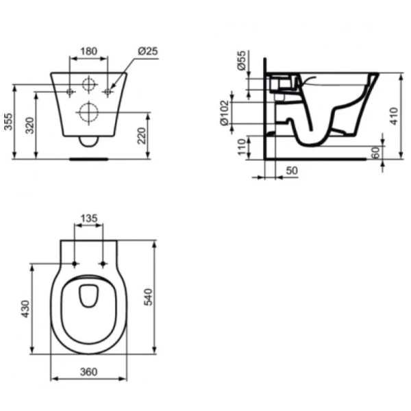 унитаз подвесной ideal standard connect air rimless+ e2288v3