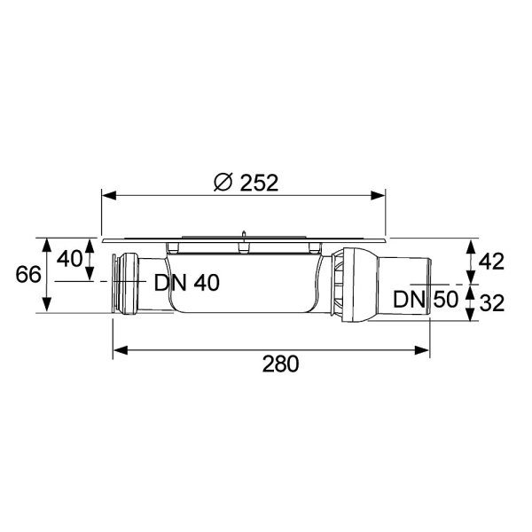 сифон tece drainpoint s dn50 3601400 для душевого трапа, низкий горизонтальный, без декоративной решетки