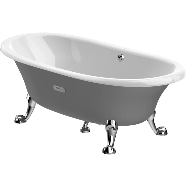 ванна чугунная roca newcast gray 233650000 170x85 см, отдельностоящая, с антискользящим покрытием, серый