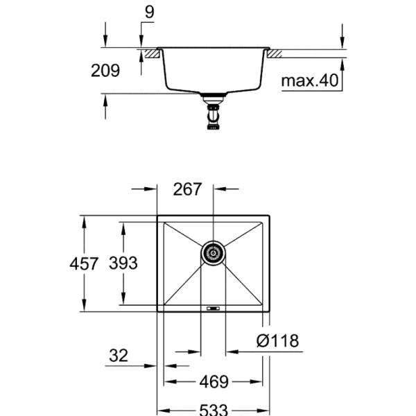 кухонная мойка grohe k700 черный 31654ap0